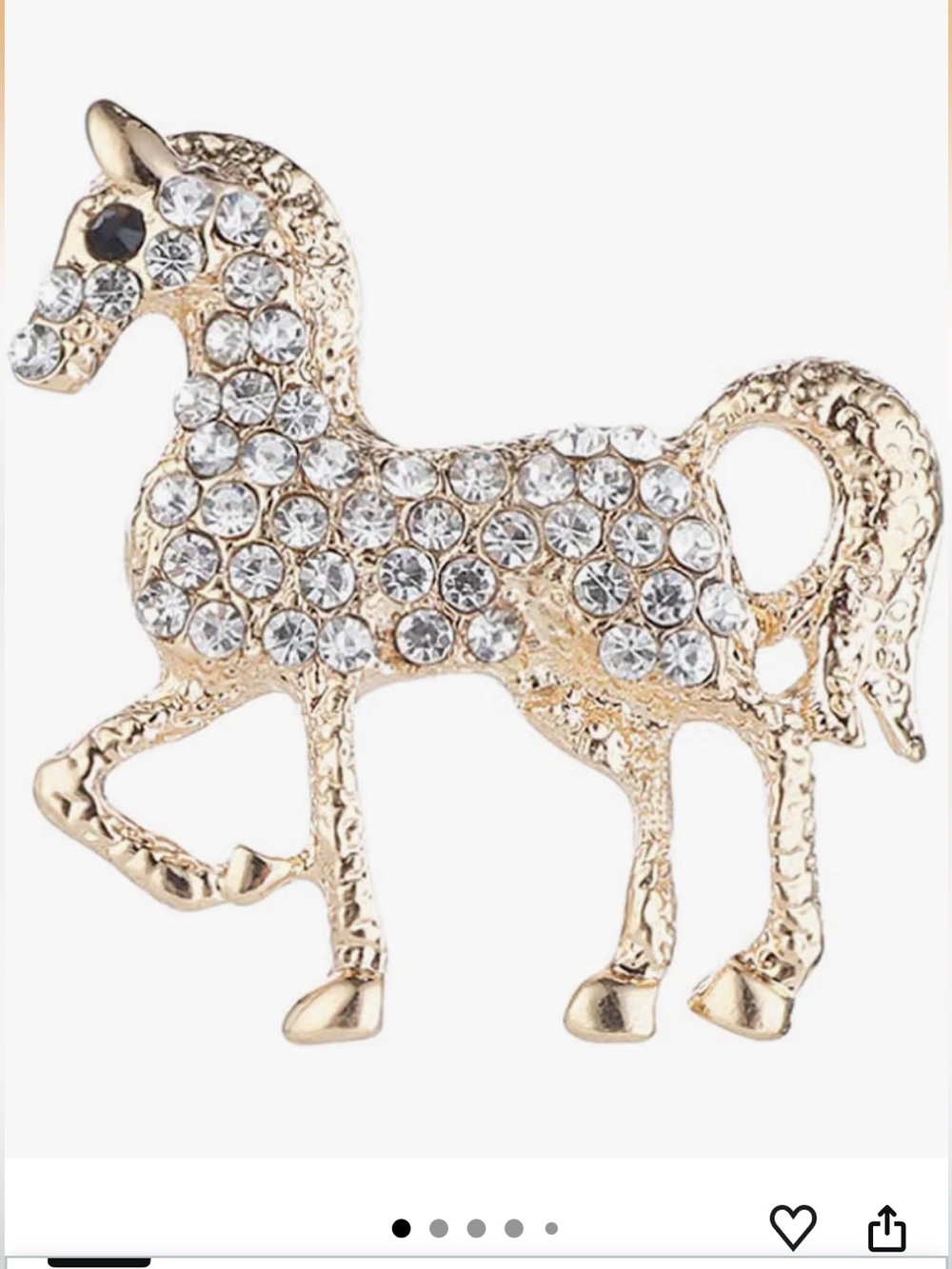 Rose Gold and Platinum Rhinestone Brooch ~ Horse, NWOT